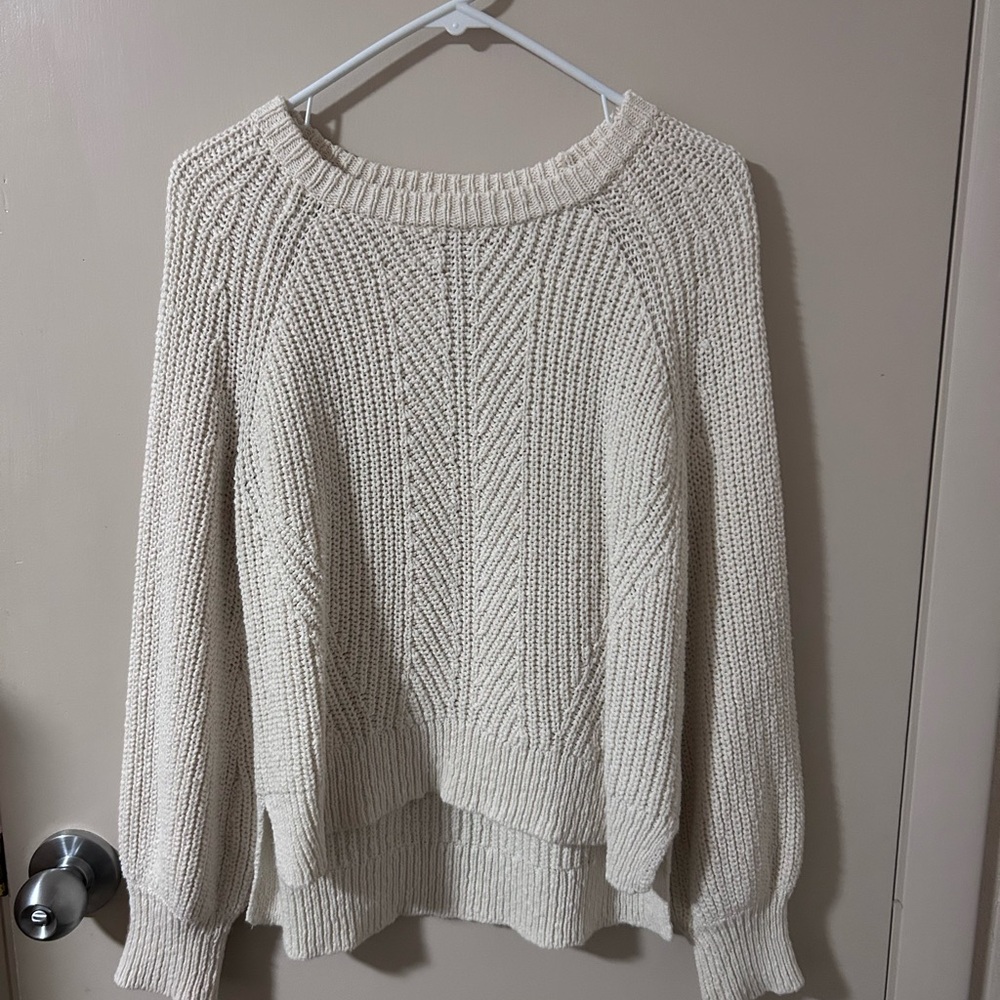 Madewell Cream Textured Knit Sweater